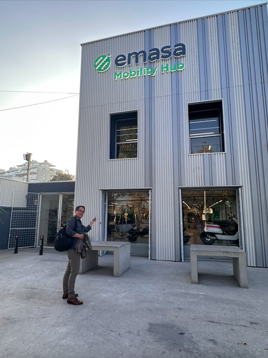 Chris next to the Emasa Mobility Hub